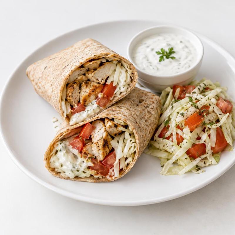 Tortilla gyros z sosem jogurtowo-czosnkowym