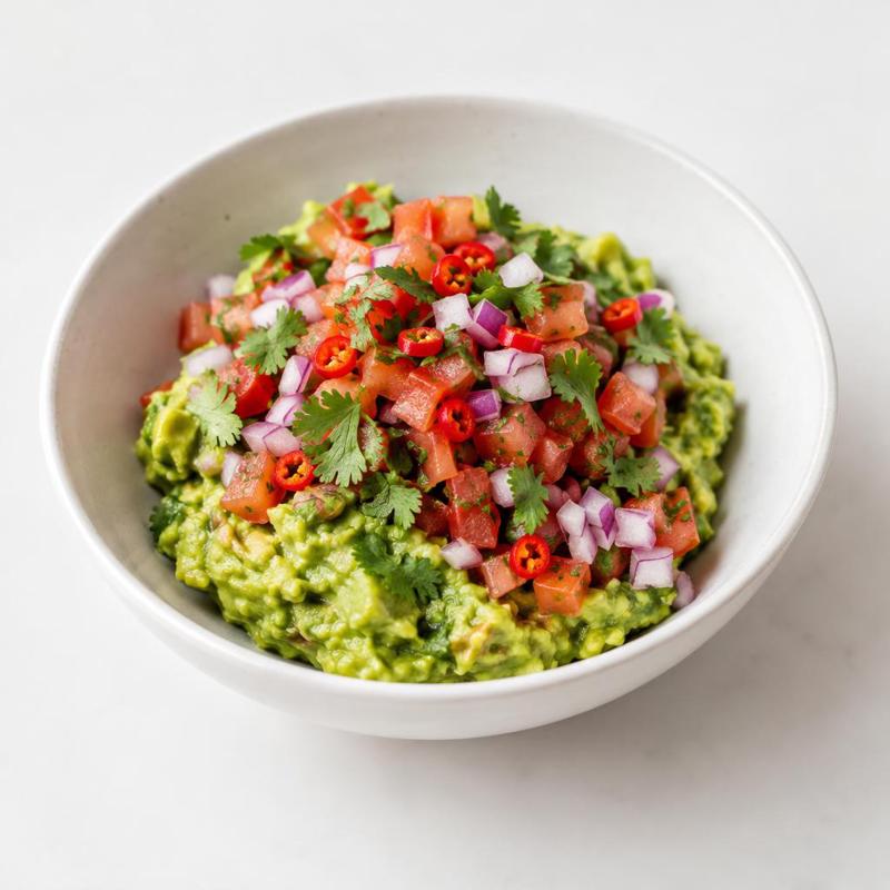 Guacamole z salsą pomidorową i czerwoną cebulą