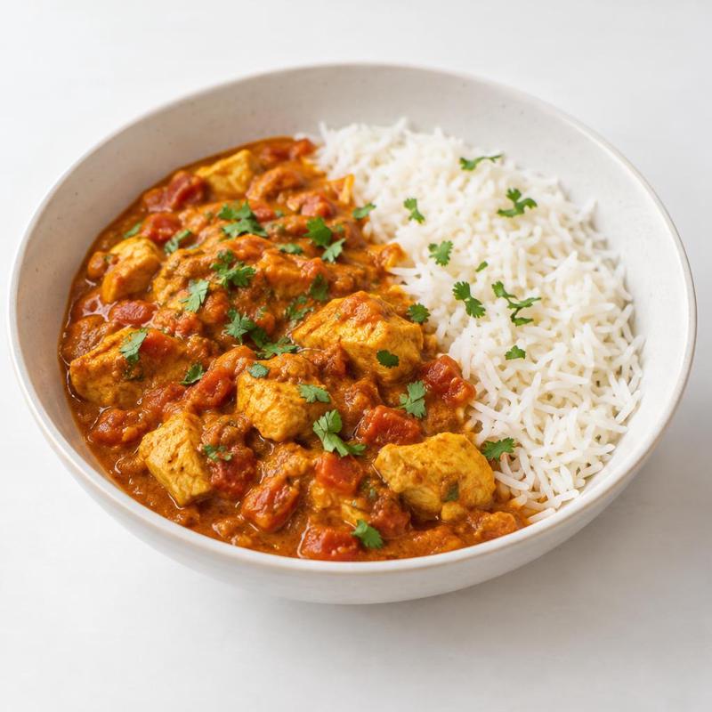 Kurczak w pomidorowym curry z ryżem basmati