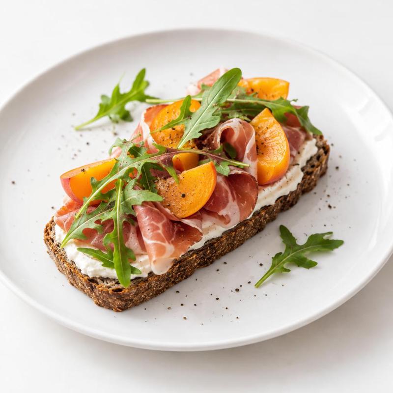 Żytnie kanapki z prosciutto, morelą i serkiem
