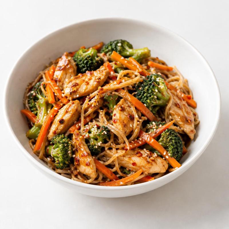 Stir-fry z kurczakiem w sosie sojowo-sezamowym
