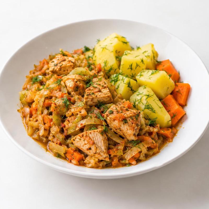Pierś indyka duszona w kapuście z chili